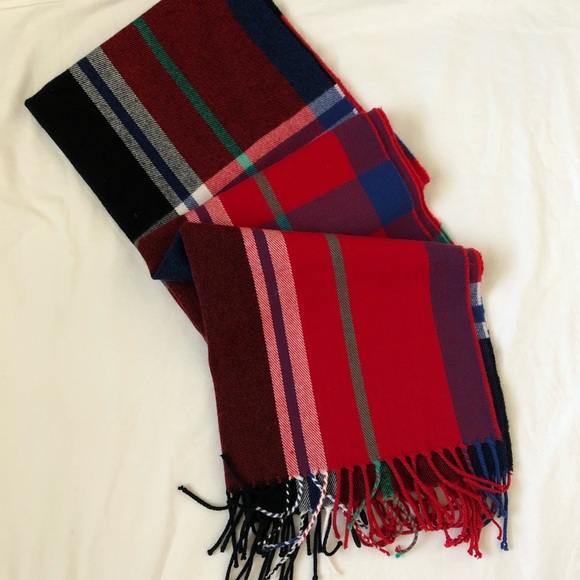 J. Crew Accessories - J. Crew Red and Blue Plaid Scarf